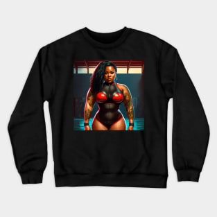 Summer Vibes, Curvy Summer, Curvy and Beautiful Superwoman lifter. Bodybuilder. Female are strong. Sticker Crewneck Sweatshirt